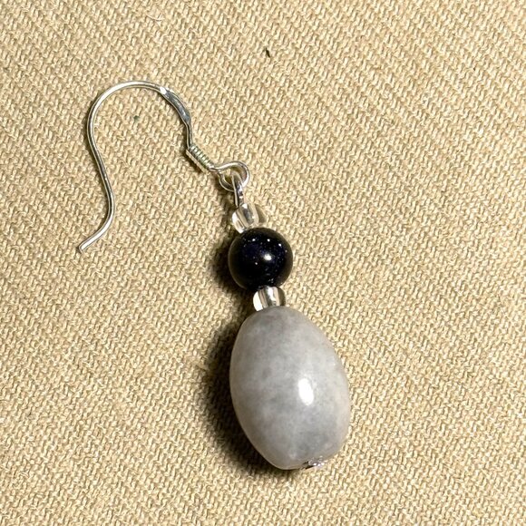 2/$20, Grey Anhydrite & Dark Blue Goldstone Earrings, w/ Sterling Silver Hooks - Picture 6 of 10